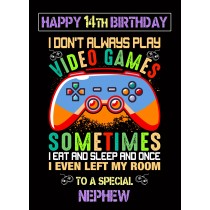 Nephew 14th Birthday Card (Gamer, Design 1)