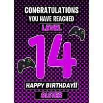 Sister 14th Birthday Card (Level Up Gamer)