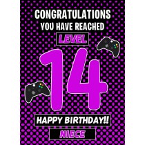 Niece 14th Birthday Card (Level Up Gamer)