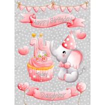 Daughter 14th Birthday Card (Grey Elephant)