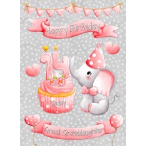 Great Granddaughter 14th Birthday Card (Grey Elephant)