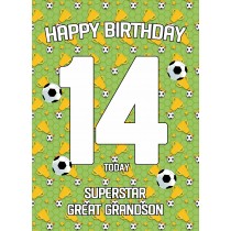 14th Birthday Football Card for Great Grandson
