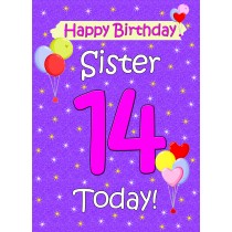 Sister 14th Birthday Card (Lilac)