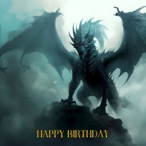 Gothic Fantasy Dragon Birthday Square Card (Design 14)
