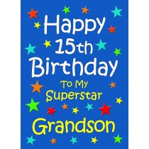 Grandson 15th Birthday Card (Blue)