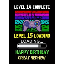 Great Nephew 15th Birthday Card (Gamer, Design 2)