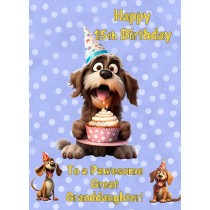 Great Granddaughter 15th Birthday Card (Funny Dog Humour)