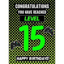 15th Level Gamer Birthday Card