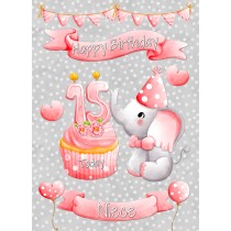 Niece 15th Birthday Card (Grey Elephant)