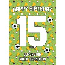 15th Birthday Football Card for Great Grandson