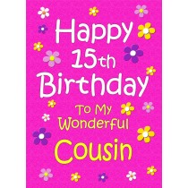 Cousin 15th Birthday Card (Pink)
