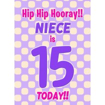 Niece 15th Birthday Card (Purple Spots)