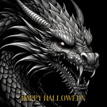 Gothic Fantasy Dragon Halloween Square Card (Design 15)
