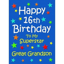 Great Grandson 16th Birthday Card (Blue)