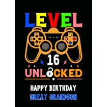 Great Grandson 16th Birthday Card (Gamer, Design 4)