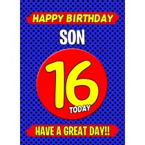 Son 16th Birthday Card (Blue)