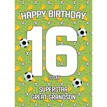 16th Birthday Football Card for Great Grandson