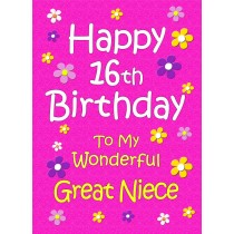 Great Niece 16th Birthday Card (Pink)