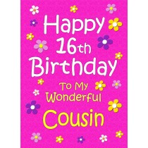 Cousin 16th Birthday Card (Pink)