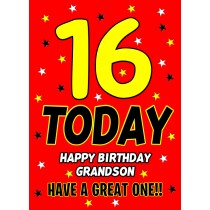 16 Today Birthday Card (Grandson)