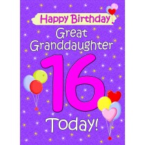 Great Granddaughter 16th Birthday Card (Lilac)