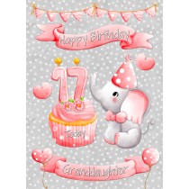 Granddaughter 17th Birthday Card (Grey Elephant)