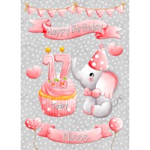 Niece 17th Birthday Card (Grey Elephant)