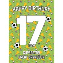 17th Birthday Football Card for Great Grandson