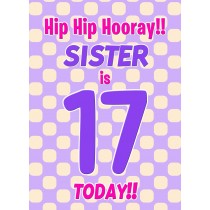 Sister 17th Birthday Card (Purple Spots)