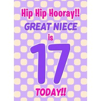 Great Niece 17th Birthday Card (Purple Spots)