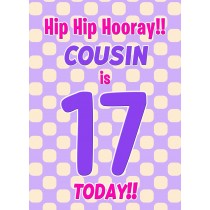 Cousin 17th Birthday Card (Purple Spots)