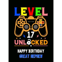 Great Nephew 17th Birthday Card (Gamer, Design 4)