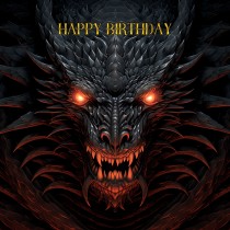 Gothic Fantasy Dragon Birthday Square Card (Design 17)