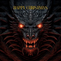 Gothic Fantasy Dragon Christmas Square Card (Design 17)