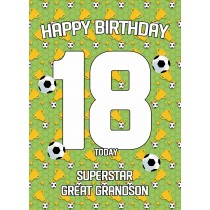 18th Birthday Football Card for Great Grandson