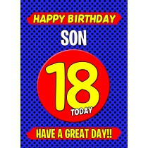 Son 18th Birthday Card (Blue)