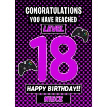Niece 18th Birthday Card (Level Up Gamer)