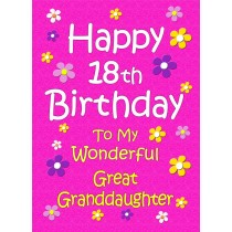 Great Granddaughter 18th Birthday Card (Pink)