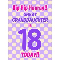 Great Granddaughter 18th Birthday Card (Purple Spots)