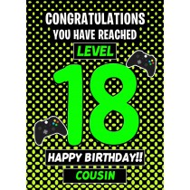Cousin 18th Birthday Card (Level Up Gamer)