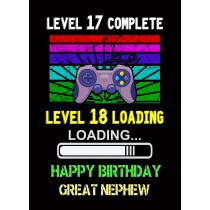 Great Nephew 18th Birthday Card (Gamer, Design 2)