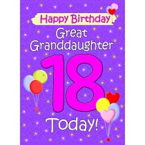 Great Granddaughter 18th Birthday Card (Lilac)