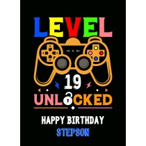 Stepson 19th Birthday Card (Gamer, Design 4)