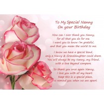 Birthday Poem Verse Greeting Card (Special Nanny, from Granddaughter)