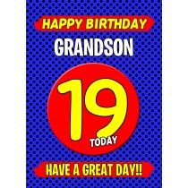 Grandson 19th Birthday Card (Blue)