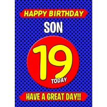 Son 19th Birthday Card (Blue)