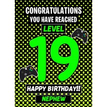 Nephew 19th Birthday Card (Level Up Gamer)