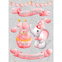 Great Granddaughter 19th Birthday Card (Grey Elephant)