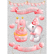 Sister 19th Birthday Card (Grey Elephant)