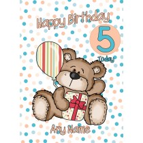 Personalised Kids Art Birthday Card Bear (Any Name, Any Age)